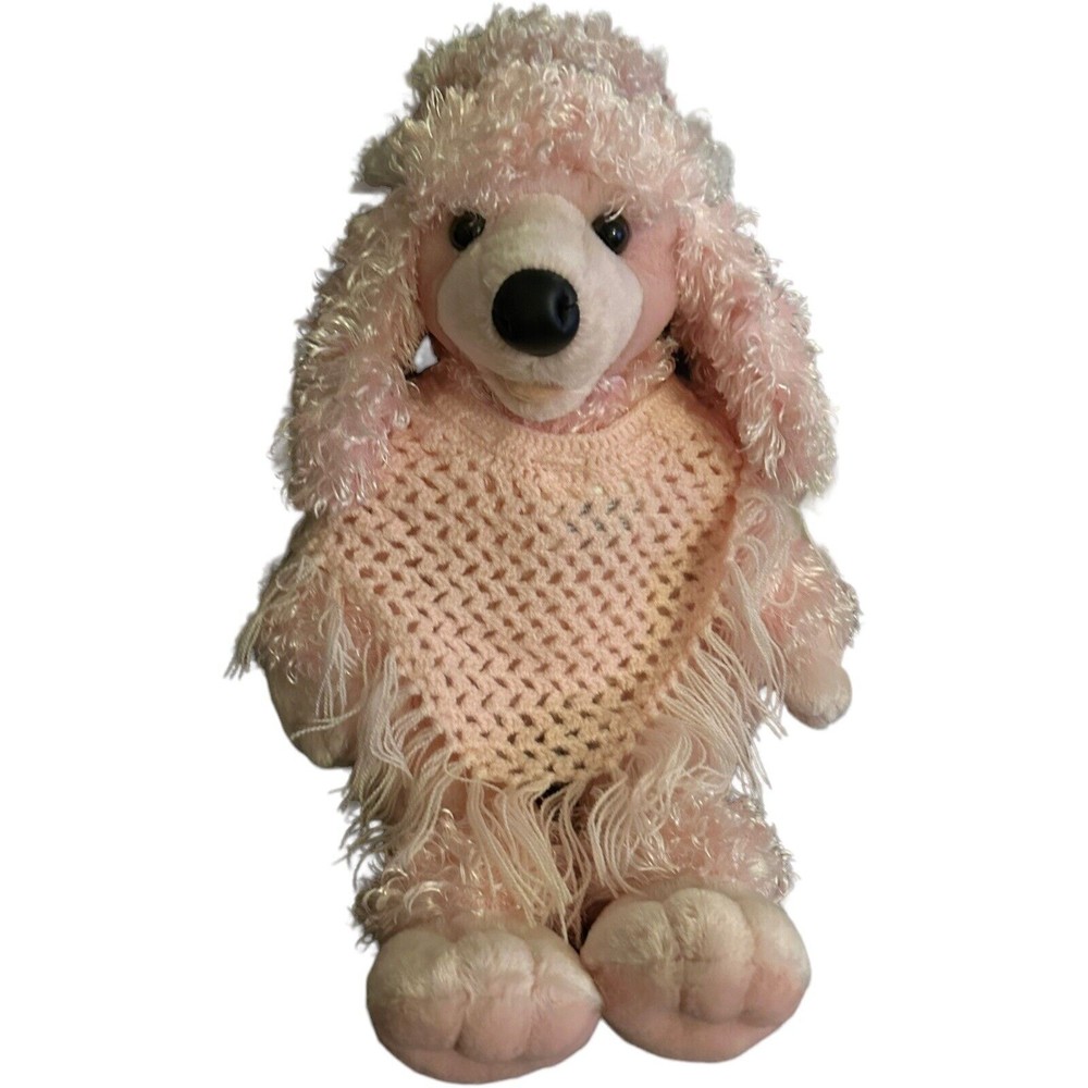 Build A Bear Pink French Poodle Dog Crochet Shawl Stuffed Animal Plush HTF BABW